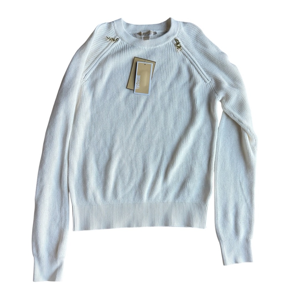 NWT Michael Kors Bone Elegant White Cream Pullover Size S Sweater Winter